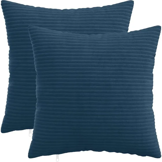 vidaXL HEERLEN Pudebetræk 2 stk. Mørkeblå Cordfløjl 45x45 cm