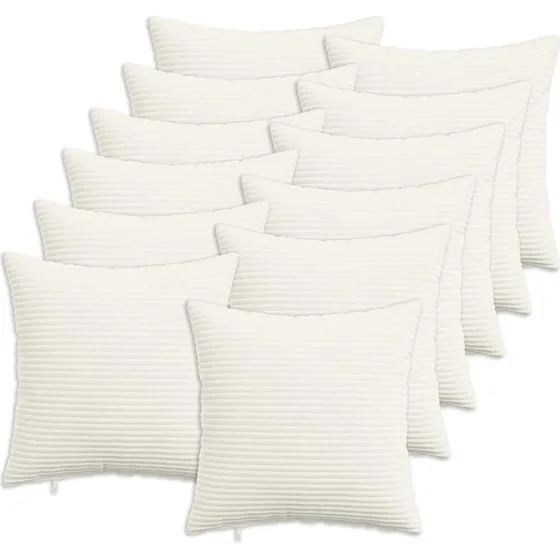 vidaXL HEERLEN Pudebetræk 12 stk. Cremefarvet Cordfløjl 45x45 cm
