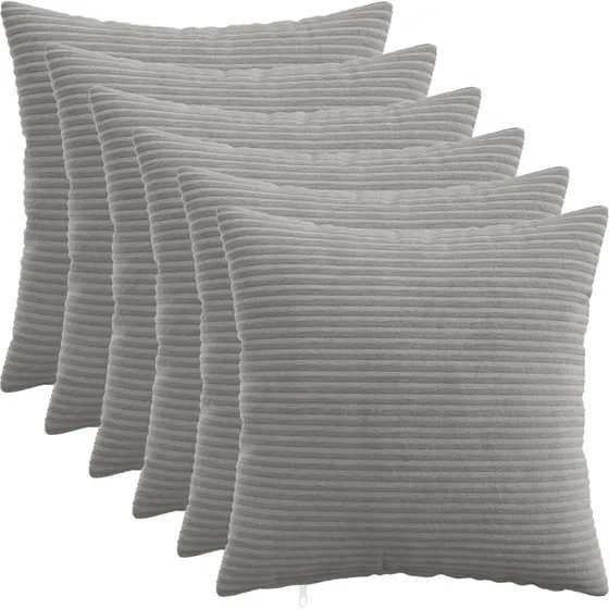 vidaXL HEERLEN Pudebetræk 6 stk. Lysegrå Cordfløjl 45x45 cm