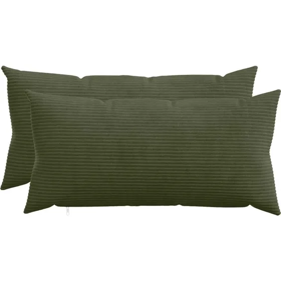 vidaXL HEERLEN Pudebetræk 2 stk. Grøn Cordfløjl 40x80 cm