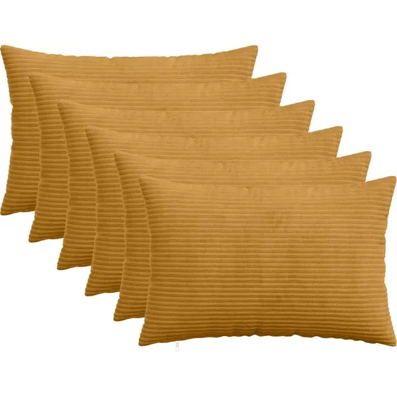 vidaXL HEERLEN Pudebetræk 6 stk - Gul Cordfløjl 40x60 cm