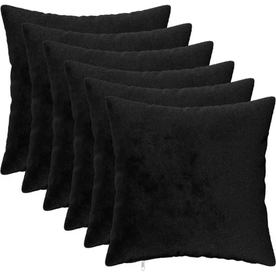 vidaXL HEERLEN Pudebetræk 6 stk. Sort 40x40 cm Flannel