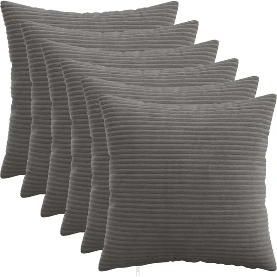vidaXL HEERLEN Pudebetræk 6 stk. Mørkegrå 40x40 cm Cordfløjl