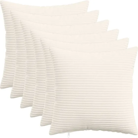 vidaXL HEERLEN Pudebetræk 6 stk. Cremefarvet Cordfløjl 35x35 cm