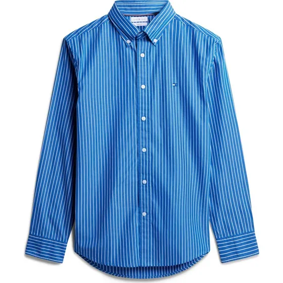 TOMMY HILFIGER Skjorte 'Flex' blå/hvid stribet