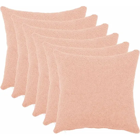 vidaXL HEERLEN Pudebetræk 6 stk. Lyserød Bouclé 30x30 cm