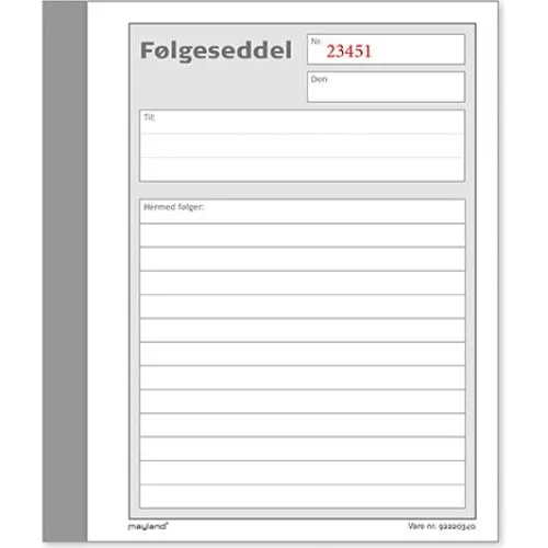 Mayland Følgeseddelbog 3 x 50 sider m. kopi (108 x 150 mm)