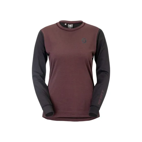 SCOTT Vertic Pro Mid LS Tee Cocoa Red/Sort Dame