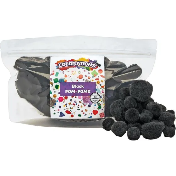 Colorations Pom Poms Sort - 100 stk.