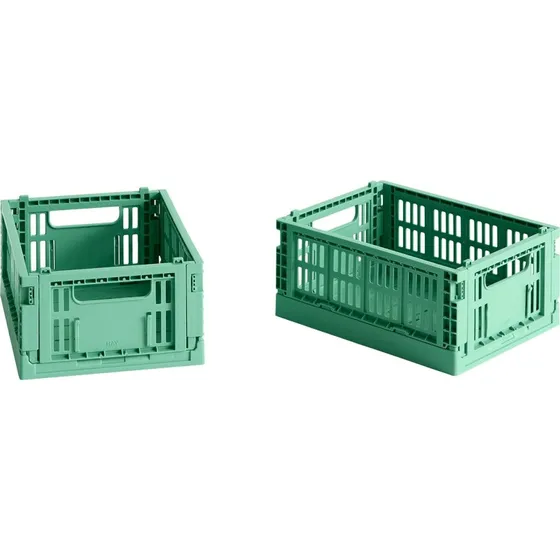 HAY Colour Crate Mini Opbevaringskasse, Dark Mint, 2 stk.