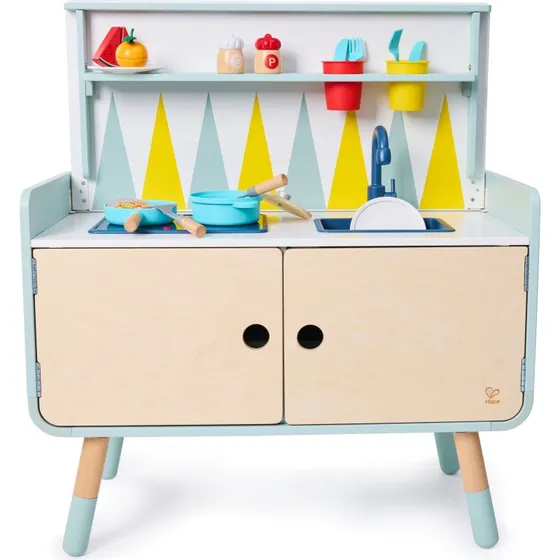 Hape Switch & Store legekøkken med opbevaring, lys og lyd - 78x86,6 cm