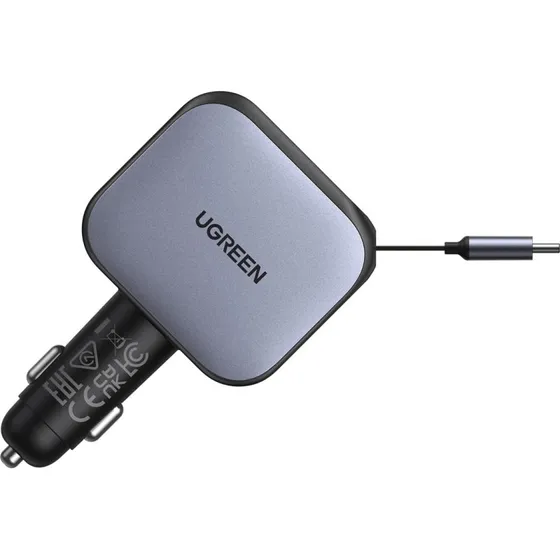 UGREEN 145W Fast Car Charger med Retractable Kabel