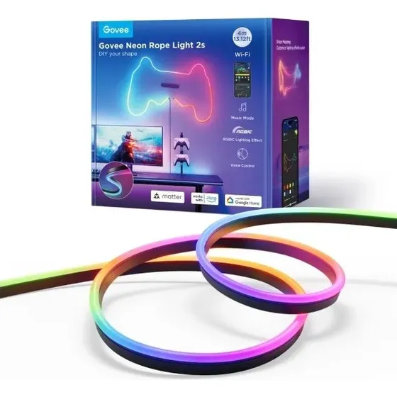 Govee Neon Rope Light 2 4m Sort Smart LED-lys