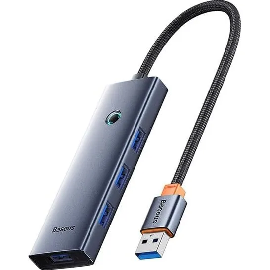 Baseus UltraJoy USB-A Hub: 4x USB 3.0 & USB-C, Grå Aluminium