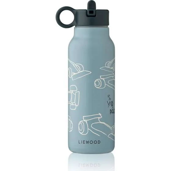 Liewood Falk Drikkeflaske i Rustfrit Stål - 350ml - Race Cars/Beach Blue