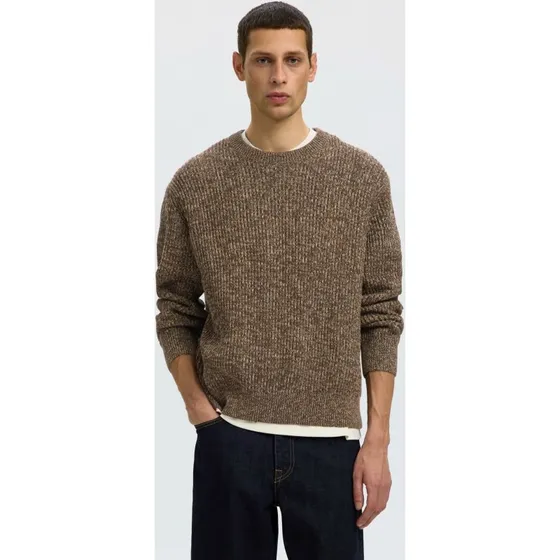 SELECTED Pullover SLHTilum i brun-meleret strik