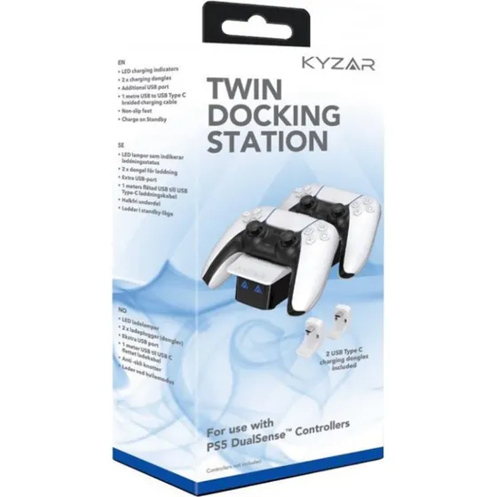 Kyzar Twin Docking Station til PS5 – DualSense oplader