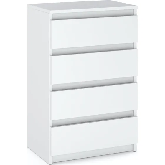 Hvid Kommode med 4 Skuffer – 60 cm TV-skab i klassisk design