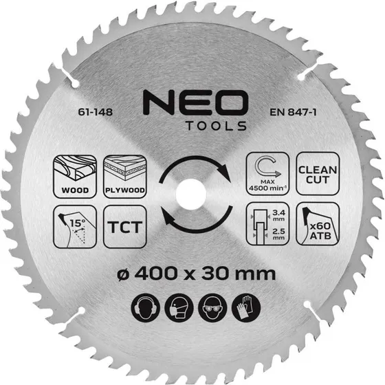 NEO TOOLS Savklinge TCT 400 x 30 mm - 60 tænder