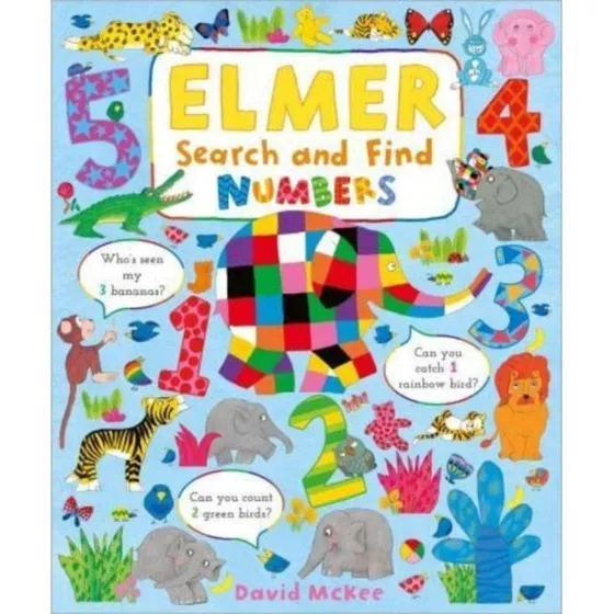 Elmer Search And Find Numbers - Board Book