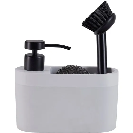 Bahne Sæbedispenser 3-i-1 med børste og svamp, hvid