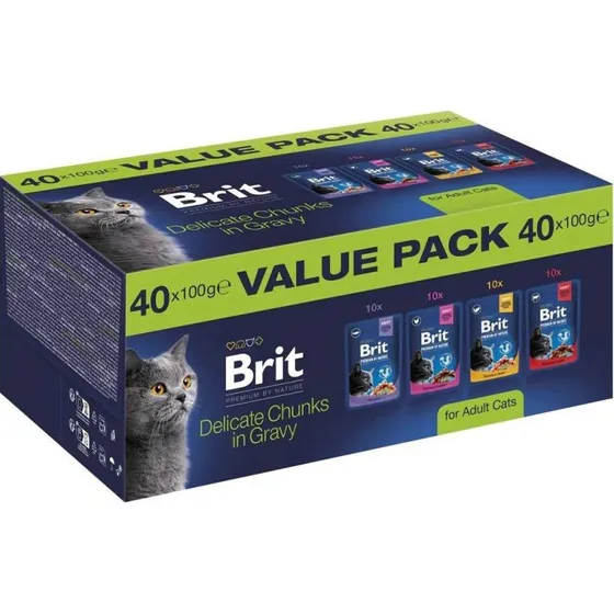 Brit Premium by Nature Vådfoder til katte Adult Value Pack 40x100g