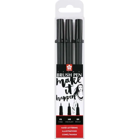 Sakura Pigma Brush Pen Set - 3 stk. (Fine, Medium, Bold)