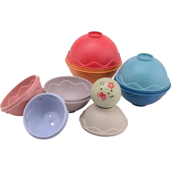 Johntoy Happy World Bio Stacking Balls - 8 stk. i pastelfarver