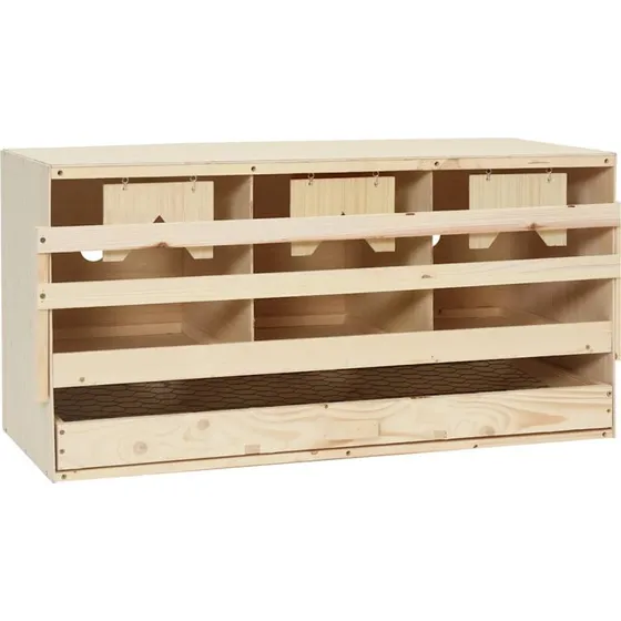 vidaXL Redekasse til høns med 3 rum, 72x33x38 cm, fyrretræ