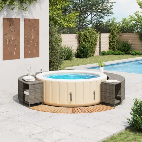 vidaXL Spakant i polyrattan og akacietræ, grå