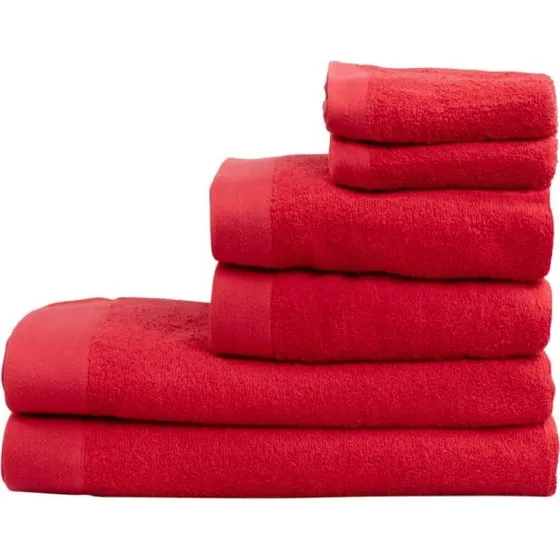 By Borg Røde Håndklæder 6 stk. – 100% Bomuld, 500 g/m²