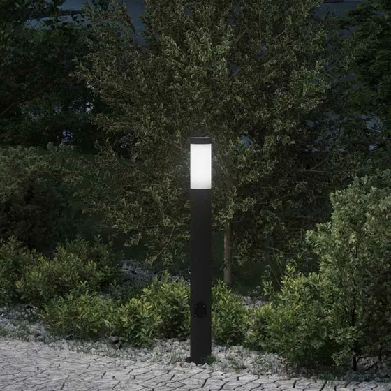 vidaXL Pullertlampe med stikkontakt 80 cm - Rustfrit stål