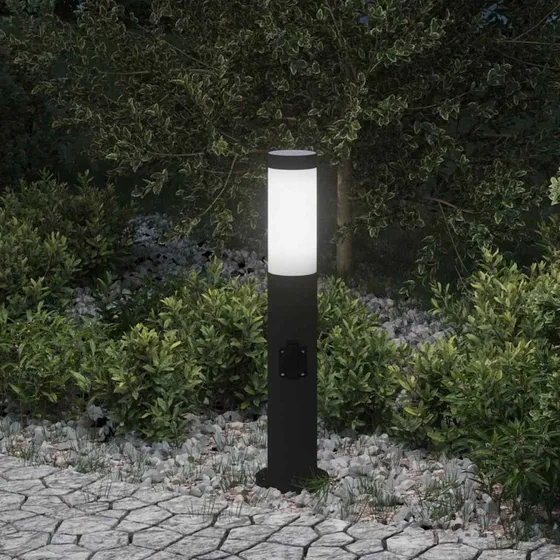 vidaXL Pullertlampe med stikkontakt 50 cm i rustfrit stål IP44