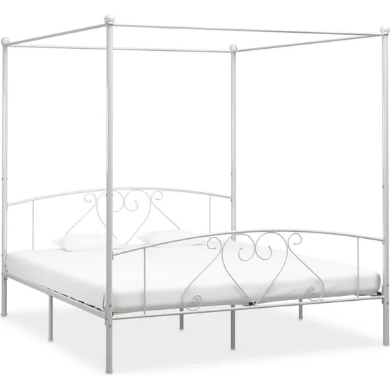 vidaXL Himmelseng i metal 200 x 200 cm - Hvid