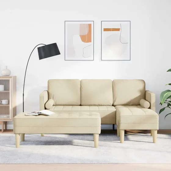 vidaXL Sofa Sæt 2 stk. Creme Polyester