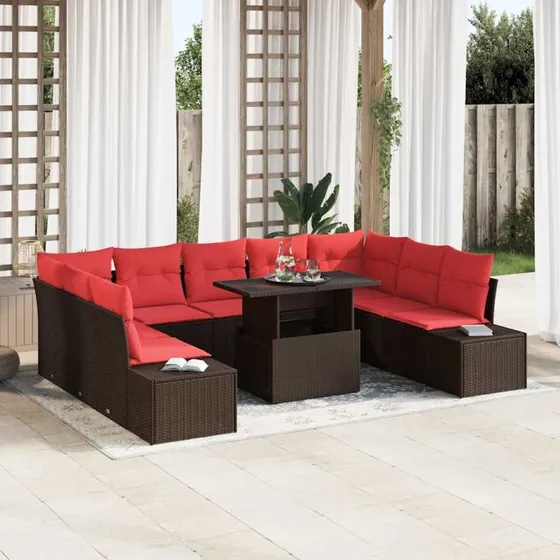 vidaXL Havesofa Sæt 10 stk. Brun Polyrattan