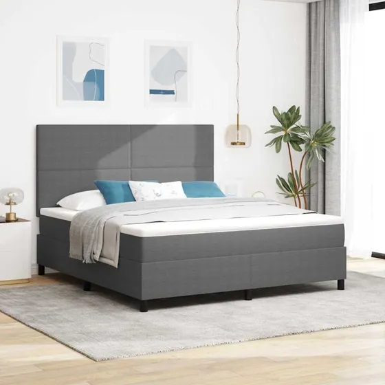 vidaXL LED Boxspring Seng 180x200 cm - Lys Grå/Hvid Velour