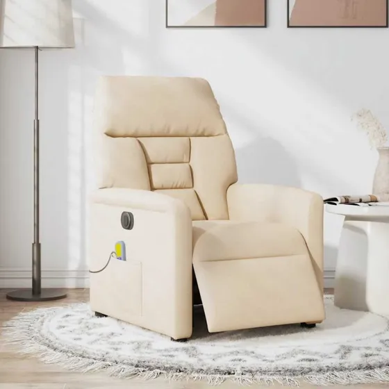 vidaXL Massagestol i mikrofiberstof, beige