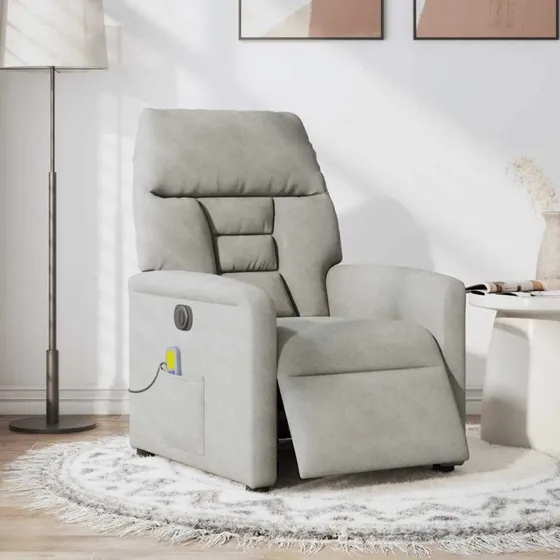 vidaXL Massagestol i mikrofiberstof, lysegrå