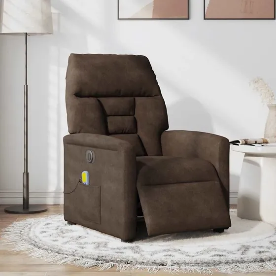 vidaXL Massagestol i mikrofiberstof, brun