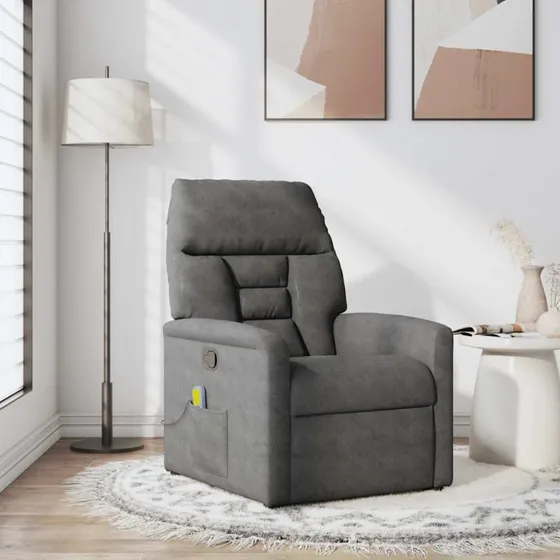 vidaXL Massagestol i mikrofiberstof, mørkegrå