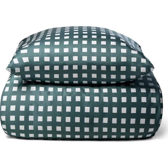 Bambus sengetøj 140x200 - Ternet grøn, 100% bambus