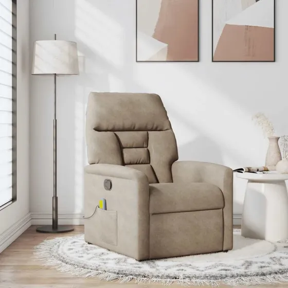 vidaXL Massagestol i mikrofiberstof, gråbrun