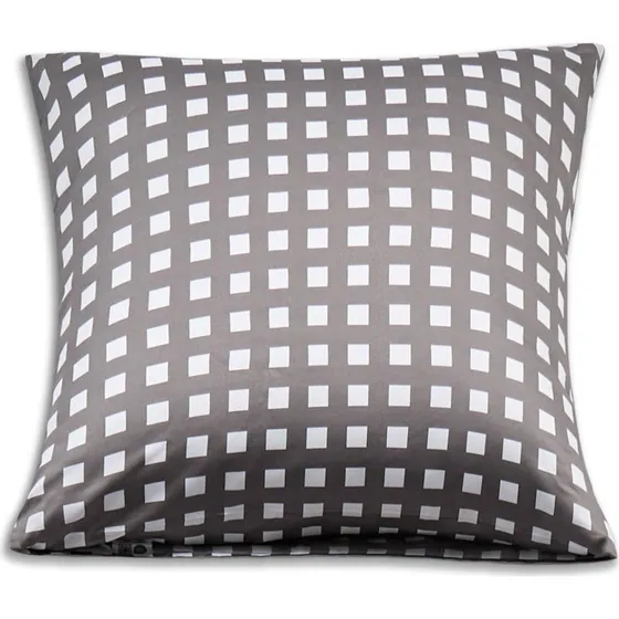 Bambus pudebetræk 60x63 cm - 100% satinvævet grå tern