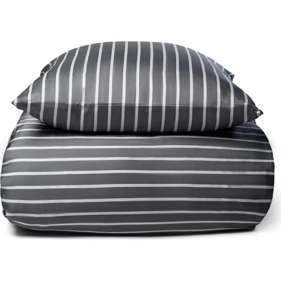 Bambus sengesæt 140x220 cm – Stribet grå, 100% bambus
