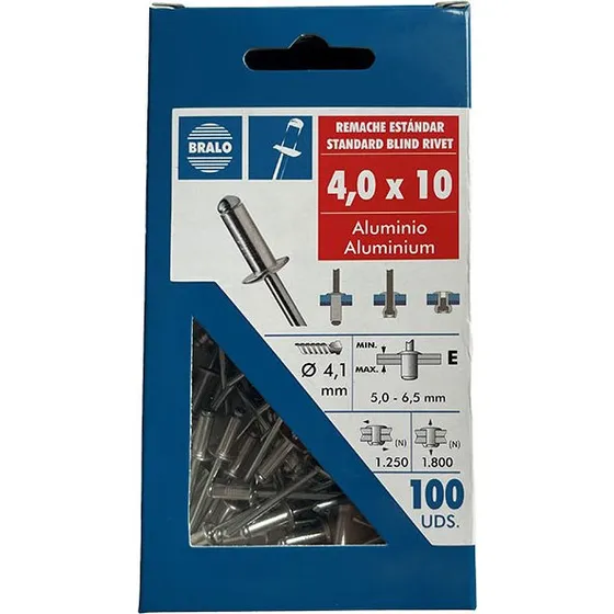 Bralo Blindnitte Alu/Stål 4,8 x 21mm (55 stk)