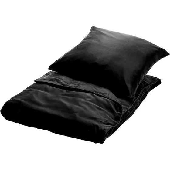 Butterfly Silk ensfarvet sort silke sengetøj 200x200 cm