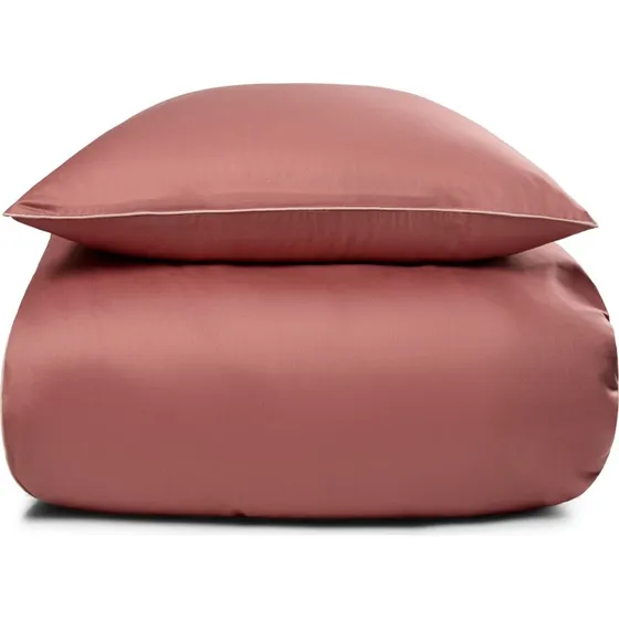 By Borg bomuldssatin sengetøj 140x200 mørk rosa med piping