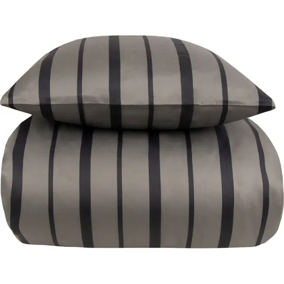 By Borg bomuldssatin sengesæt 140x220 – grå stribet