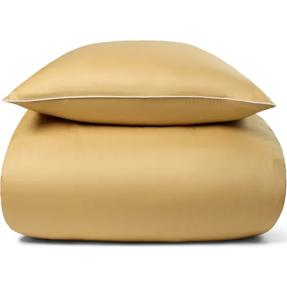 By Borg bomuldssatin sengesæt 140x220 – Gul m. hvid piping